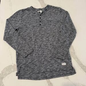 Modern Amusement Henley Long Sleeve Heather Gray Crewneck Shirt Mens Size Medium